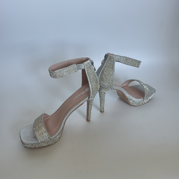 Delicacy Silver rhinestone sandal stiletto heel shoes - Picture 6 of 11